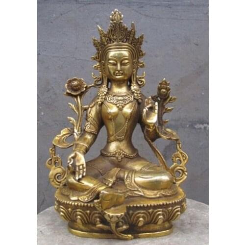SUIRONG---522+++TIBET BUDDHISM HALL BRASS COPPER GREEN TARA GUANYIN GODDESS BUDDHA STATUE