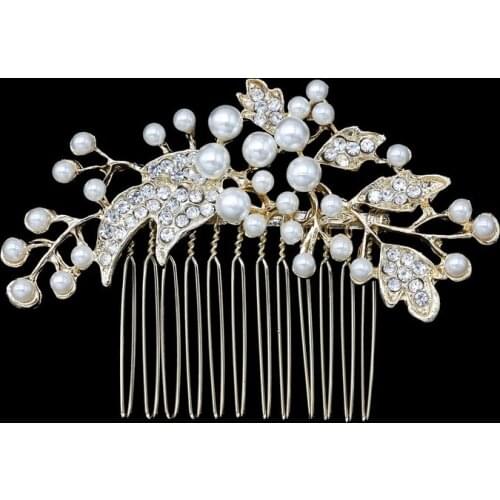 Bridal Hair Accessories Pearl Rhinestone Hair Comb Wedding Studio Headdress Insert Comb Wedding Dress Accessories