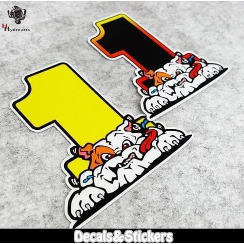 NO.L072 Rossi Lucky dog Bulldog 3M Reflective Stickers MOTO GP Glass Sticker Waterproof Decals Racing Motorcycle Helmet