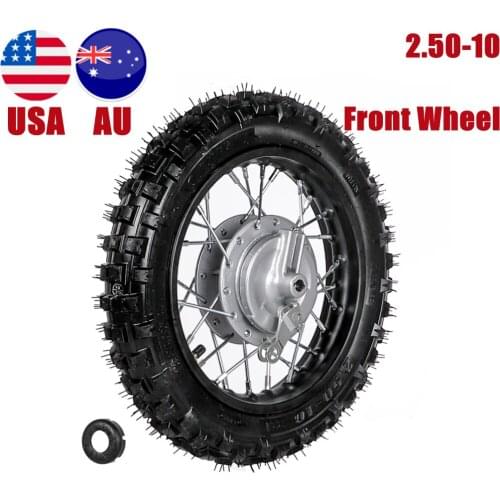 TDPRO 10" Motorcycle Tyre Accessories 12mm Axle 2.50-10 Tire Front Wheel 1.4*10 Rim Drum Brake For CRF50 XR50 Dirt Pit Bike