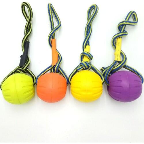 Training Pet Toy Dog Ball Bite Resistant EVA Foam Rubber Water Buoy Air Throwing Wearing Rope Elastic Ball