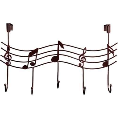 Wavy Musical Notes Wall Mounted Hanger with 5 Hooks Elegant Simple Design Decoration for Home Door Bedroom 45x26cm WWO66