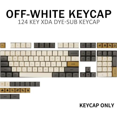 124 Key PBT Keycap DYE-SUB XDA Profile Personalized OFF-WHITE Keycaps For Cherry MX Switch Mechanical Keyboard
