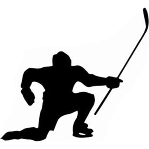13.8CM*12.3CM Interesting Hockey Sport Black/Silver Vinyl Car Sticker Silhouette Decoration S9-1169