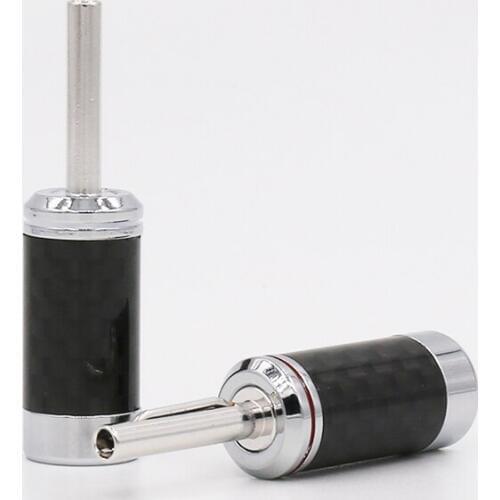 4 Pcs VB440R Rhodium Plated Carbon Fiber Speaker Cable Banana Terminal Connector