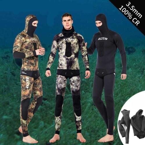 5mm Camouflage Long Sleeved Fission Hooded Two Pieces Of Neoprene Submersible Suit For Men Keep Warm Waterproof Diving Suit