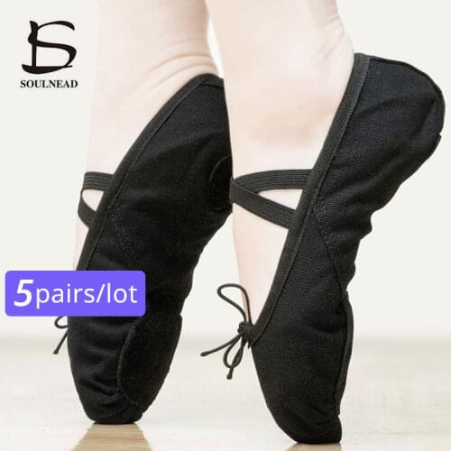 5pairs/lot Women Ballet Shoes Adult Children Ballet Dance Slippers Fitness Practice Dancing Shoes for Girls Ballerina Wholesale