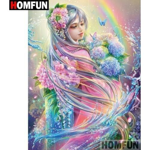 HOMFUN 5D DIY Diamond Painting Full Square/Round Drill "Flower Fairy" 3D Embroidery Cross Stitch gift Home Decor A00561