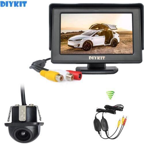 DIYKIT Wireless 4.3inch HD LCD Display Rear View Monitor Car Monitor Mini Car Cam Rear View Car Camera Reversing System Kit