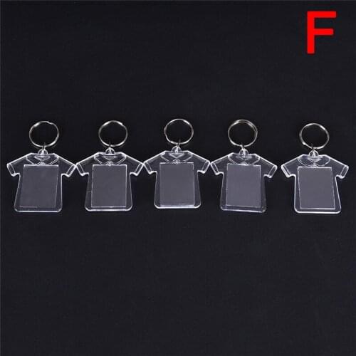 5PCs Rectangle Heart Round Style Keychain Transparent Blank Acrylic Insert Photo Picture Frame Keyring DIY Split Ring Gift