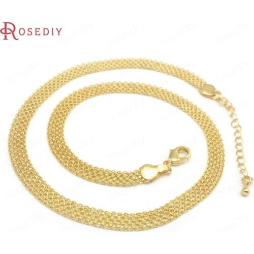 40495)1PC Full length 42.5CM 24K Gold Color Copper Necklaces Finished Chains Jewelry Making Supplies Diy Findings Accessories