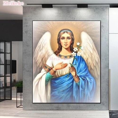 Diy 5D Angel Wings Girl Lady Woman Religious Flower christian Full Diamond Painting kits art Religion paint by diamonds mosaic