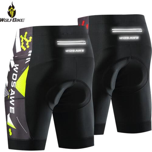 WOSAWE Breathable Summer Cycling Shorts Men Reflective Anti-sweat MTB Road Bike Bicycle Bottom Wear Biker Baggy Tight Clothing