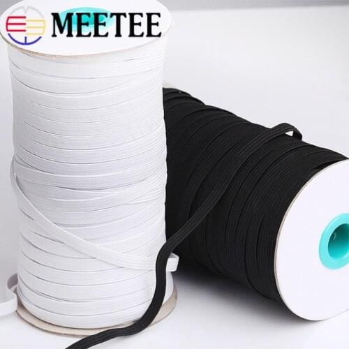 Meetee 1roll 3/6/9/12mm Polyester Rubber Elastic Band for Elastic Earbands DIY Ear Hang String Rope Sewing Accessories