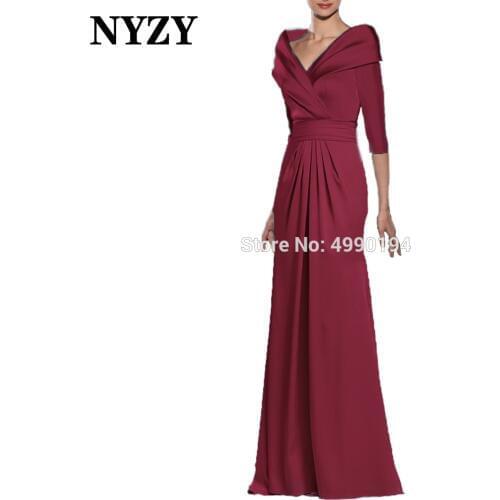 Elegant 3/4 Sleeves Burgundy Mother of the Bride Groom Dress NYZY M331E Wedding Party Dress Cocktail Evening vestidos formales