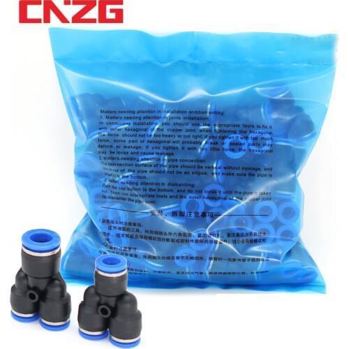 100pcs 50pcs /pack lots PY Pneumatic Fittings Air Fitting Y Type 3-way For 4mm 6mm 8mm 10mm 12mm Tube Quick Push In Connectors