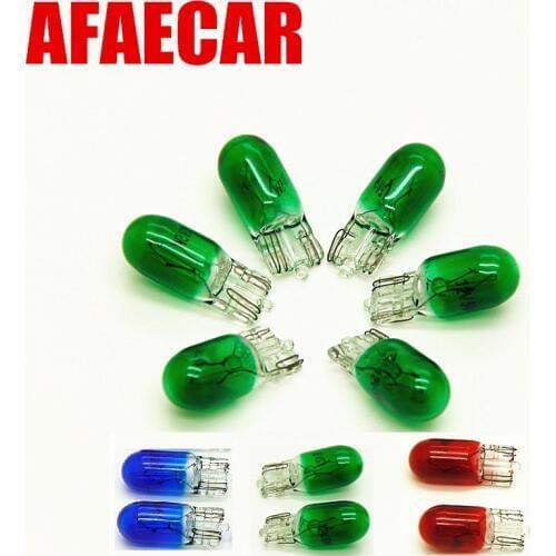 100pcs T10 Halogen bulb 3W W5W White Blue red Green color 12V w5W 194 501 Side wedges car light source instrument lamp