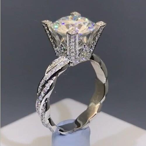 18K White Gold Women Ring Moissanite Diamonds 1 2 3 45 Ct W Interweave Luxurious Flash Wedding Party Engagement Anniversary Ring