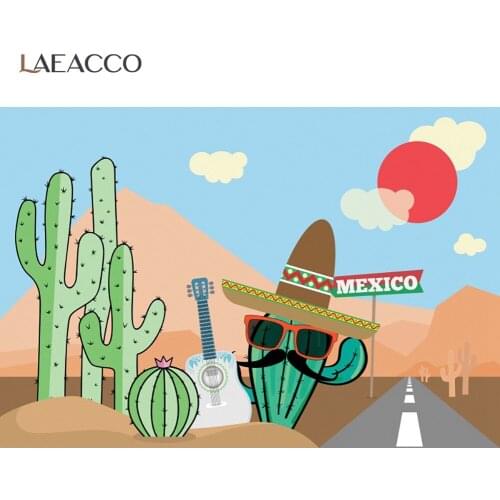 Laeacco Mexican Cactus Baby Shower Mexico Party Decoration Birthday Photography Backdrop Summer Cinco De Mayo Photo Background