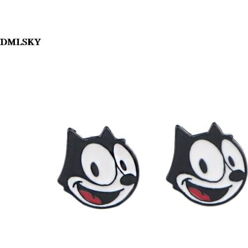 M4737 DMLSKY Cartoon Creative Earrings Jewelry Cat Animals Stud Earring Pendant for Kids Girls Cute Gifts