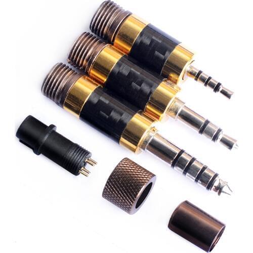 OKCSC The Awesome Plug 2.5mm/3.5mm/4.4mm Balance Jack Adapter Set 3 in 1 HiFi DIY Cables Tools Kit Carbon Fiber Rhodium Plated