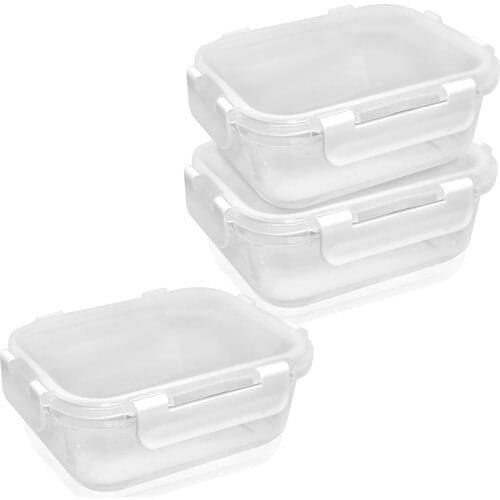 The Mia 3'lü Set Glass Storage Container 370 ml White
