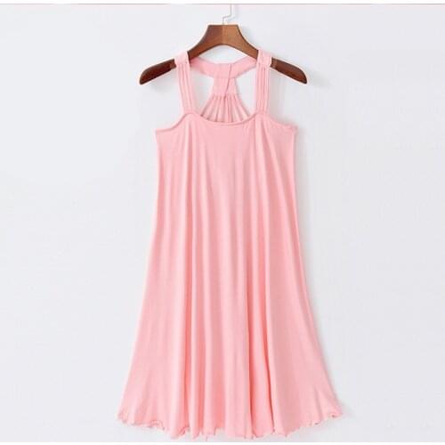 Autumn Nightgowns Nightdress Sleepwear Modal Dresses Women Sexy Lingerie Summer Sleeve Sling Nightshirt Female Sleepshirt 2XL