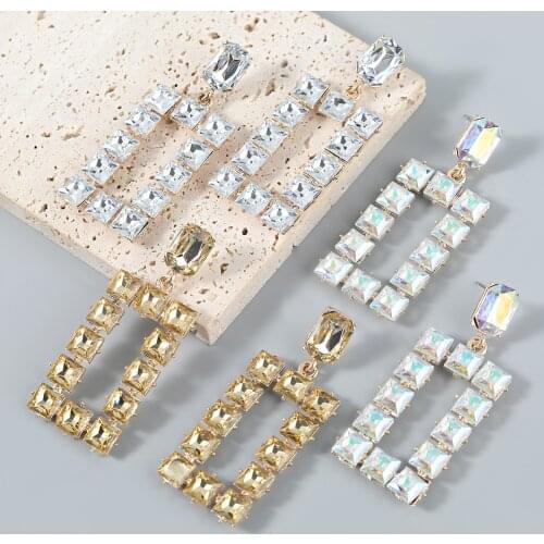 Pauli Manfi Fashion Metal Glass Square Earrings Womens Popular Retro Dangle Earrings Party Accessories