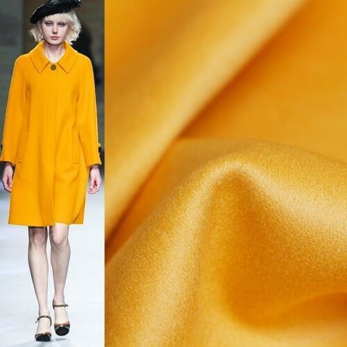 Pearlsilk Yellow Double-side Overcoating 100%Wool Fabrics Materials Textile Winter Women Overcoat Sewing Cloth Freeshipping