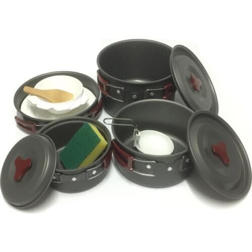 Outdoor Tableware Set Outdoor Portable Camping Set Pot 4-5 People Picnic Barbecue Pot Multi-Person Tableware Frying Pan