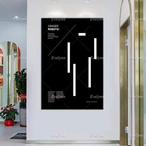 Danger Robots Helvetica Typographic Artificial Intelligence UX/UI Tech AI Print Wall Art Modern Home Decor Canvas Poster Gift