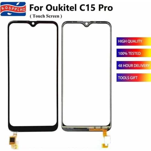 KOSPPLHZ For Oukitel C15 Pro Touch Screen Glass Sensor 100% Tested Black Panel For Oukitel C15 Pro C15Pro Cell Phone Replacement