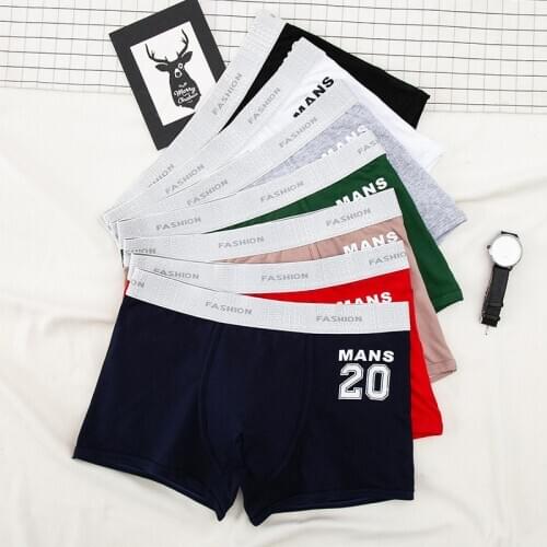 Boxer Shorts Man Underpants New Cotton Panties Mid Waist Mens Boxer Pants Male Fashionable Underpants Solid Color Youth Boxer