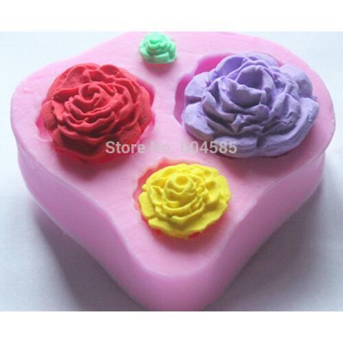 4 Size Rose Flower Silicone Fondan Mould Sugarcraft Cake Decorating Wedding
