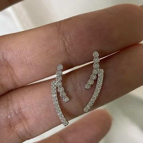 Vintage Zircon Stone Wedding Earrings Cute Female Small Crystal Stud Earrings Real 925 Sterling Silver Gold Earrings For Women