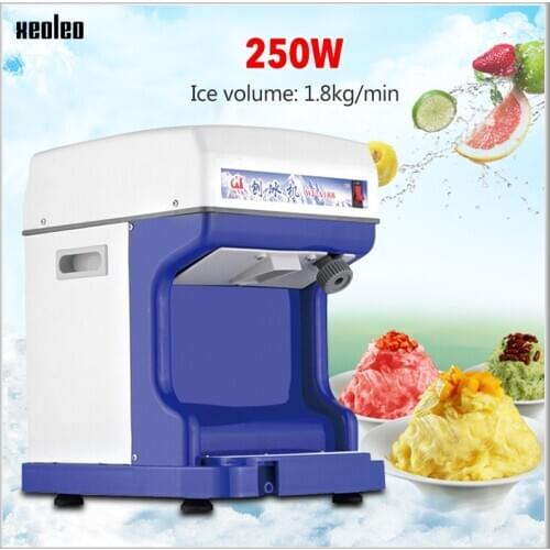 XEOLEO Electric Ice Planer Commercial Ice Crusher Automatic Snow cone machine Cube Ice Crusher 220V/110V 1.8kg/min White/Blue