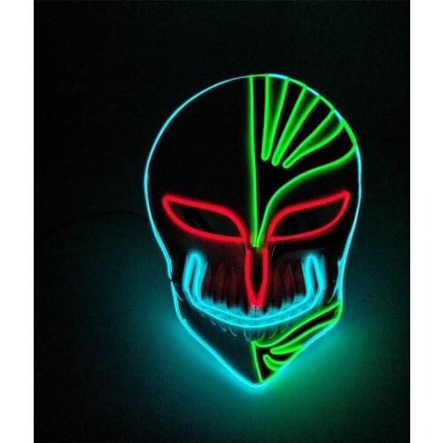 Japanese Anime Mask Cosplay Bleach Glowing EL Wire Mask For Halloween Party