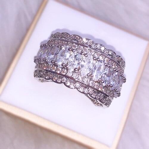 European Style Personality Hollow Out Lace Zircon Ring Noble Elegant Ladies Jewelry Fashion Romantic Luxury Jewelry Gift