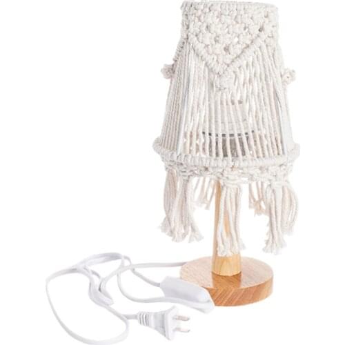 Lamp Shade Hand-woven Lamps Bohemian Wood + Cotton Rope + Iron Frame Creativity Bedroom Decoration No Bulb 1pcs Creative Lights