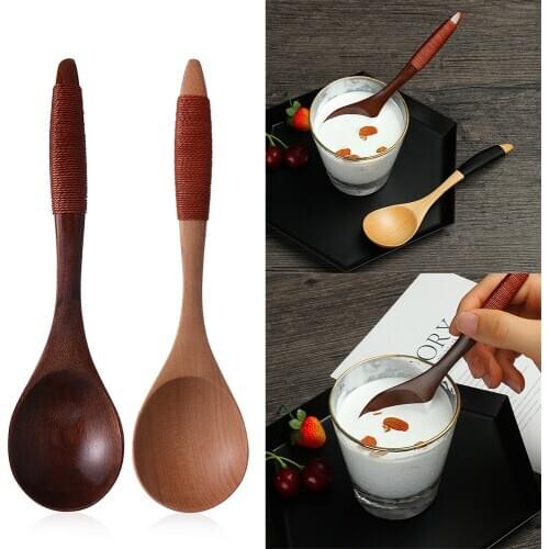 1PC Coffee Spoon Wooden Spoon Bamboo Kitchen Cooking Utensil Tool Soup Tea Spoon Catering Dinnerware Ice Cream Food Spice Spoons