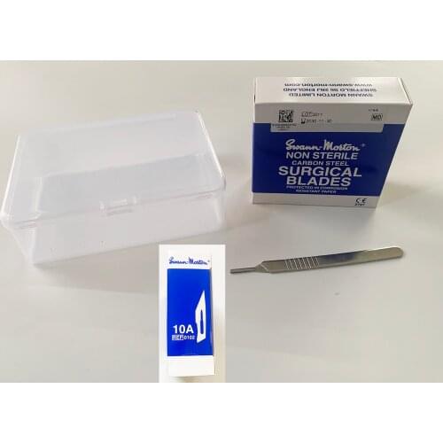 10A Swann Morton Non-Sterile Scapel Blade Surgical Blade with 3# Normal Brand Surgical Handle 100PCS