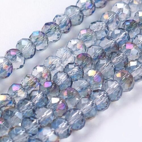 10 Strands (Approx 1000pcs) 3x2mm Half Plated Electroplate Glass Faceted Abacus Beads Spacer Bead Necklace Bracelet Accessories