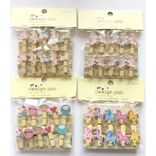 10ps Unicorn Flamingo Party Decoration DIY Photo Frame Mini Wooden Clip Baby Shower Birthday Party Decorations Kids Adult Favors