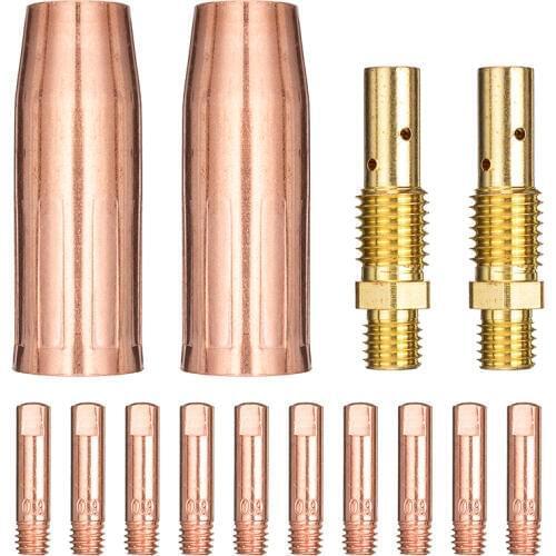 14Pcs Contact Tips Gas Nozzles Consumables Kit For Tweco Mini /1 & Lincoln Magnum 100L MIG Welding Tool Kit