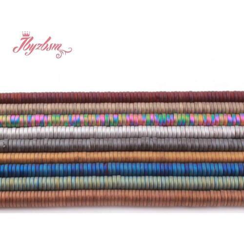 1x4mm Natural Hematite Bead Forst Rondelle Button Stone Beads For Jewelry Making DIY Necklace Bracelet Loose Strand 15"