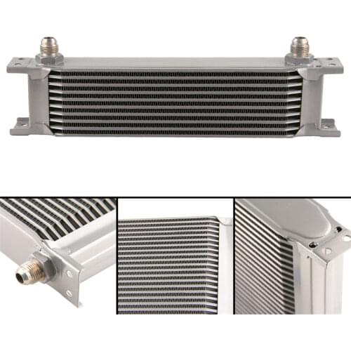 2" ALUMINIUM 8AN OIL COOLER - 10 ROW ENGINE OIL COOLER - 3/4"UNF16 AN-8 SILVER