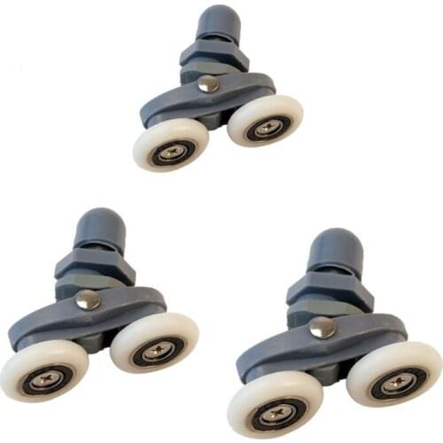 4Pcs/Set Grey Plastic Nylon Adjustable Double Swinging Pulley Wheels Shower Cabin Sliding Door Hardware Roller