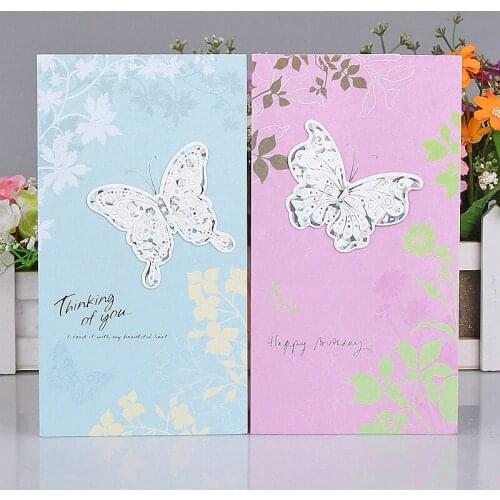 8pcs/set Greeting Card with Envelopes Butterfly for You Pop Up Best Wishes Blank Thank You Gift Cards