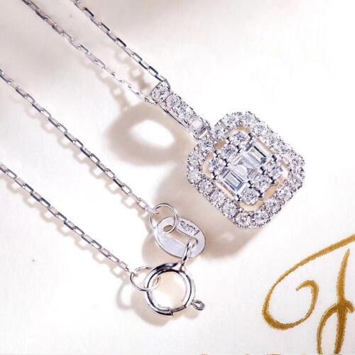 AEAW 0.318ct 18k white gold Natural Real Diamond Necklace Top Class lady Fashion cushion cut Pendant Necklace for Women