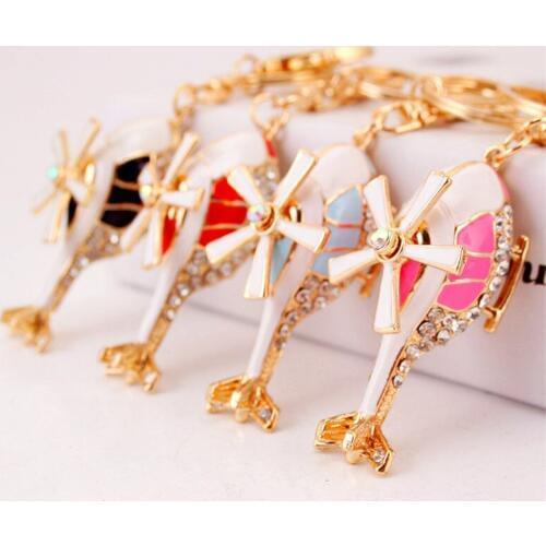 Fashion Crystal Helicopter Plain Keychains Rhinestones Plains Model Car Pendant keychain Holder for Women Girl Bag Trinket
